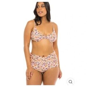 JMP The Label Cactus Bloom Bikini Newport Top & Santa Cruz Boy Shorts XS